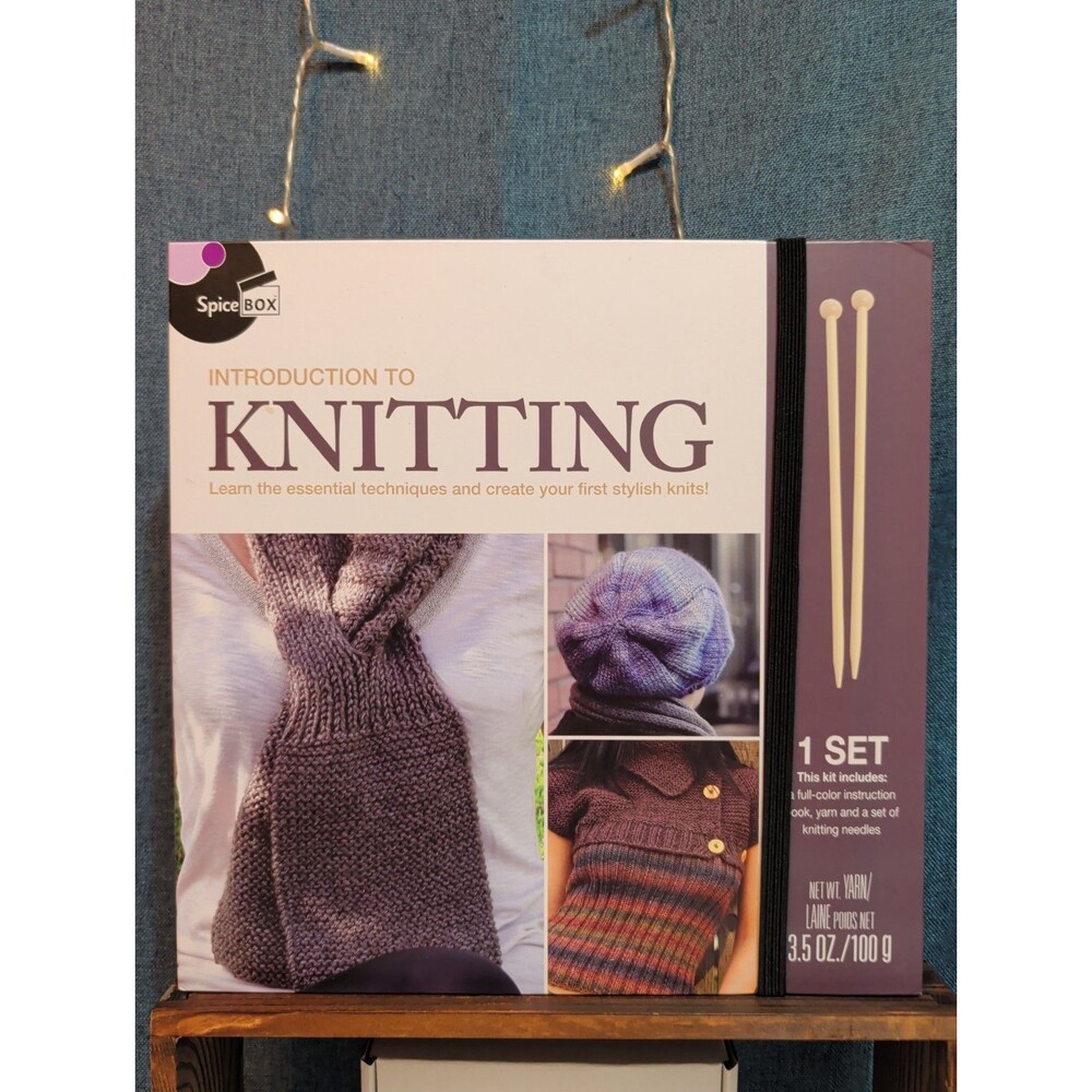 SpiceBox Intro To Knitting Learn To Knit Craft Kit Bamboo Needles